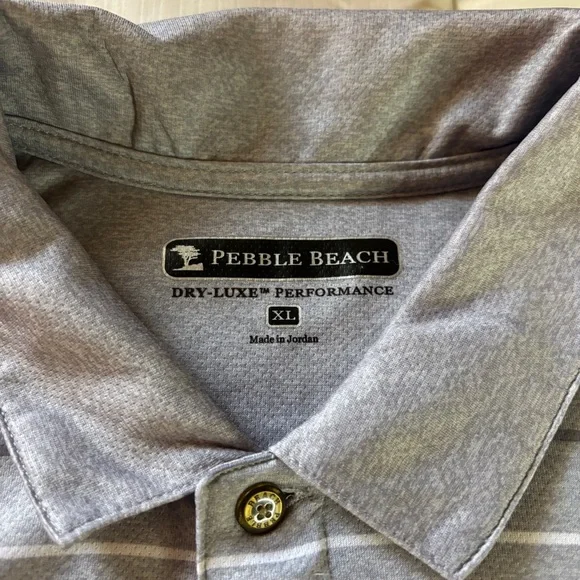 Pebble Beach Gray and Blue Striped Polo Shirt - Picture 2 of 4